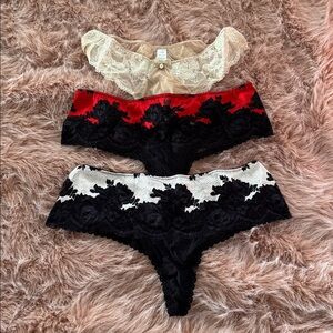NWT and NWOT Bundle (3) of Victoria’s Secret lace thongs, L